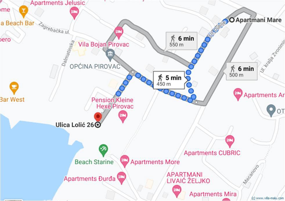 kurzer Fußweg zum zentralen Strand in Pirovac